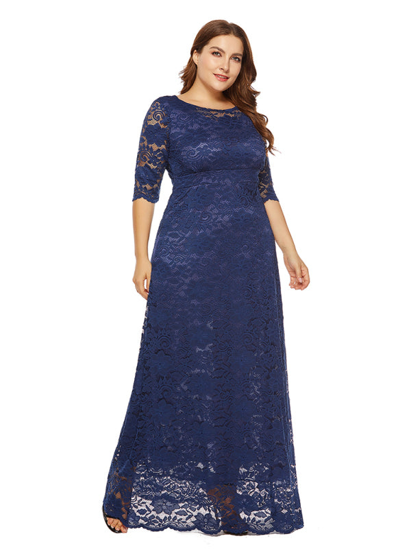 Plus size women's new elegant lace dress
