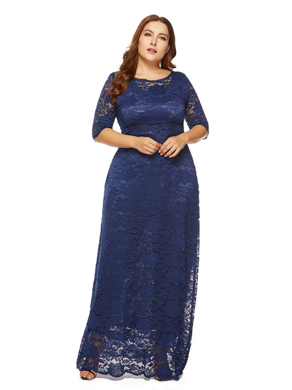 Plus size women's new elegant lace dress