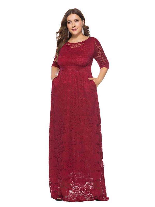 Plus size women's new elegant lace dress