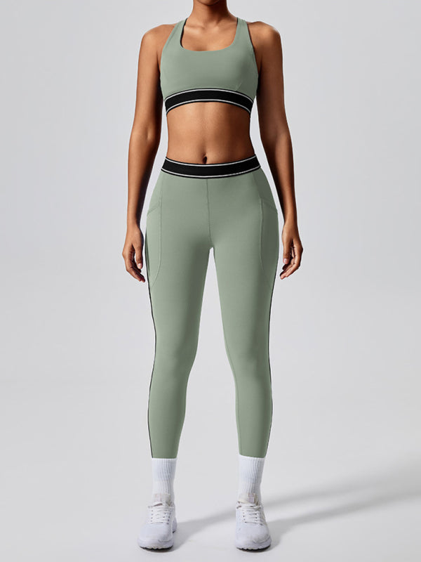 Modern elastic fitness fashion yoga vest with chest pad