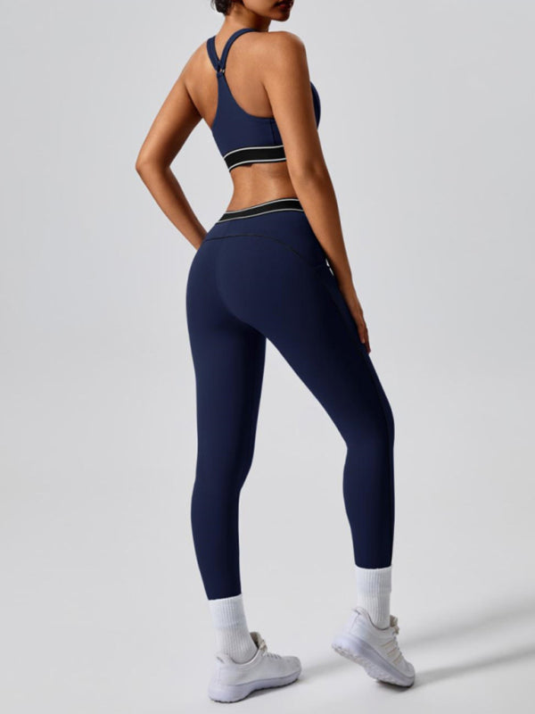 Modern elastic fitness fashion yoga vest with chest pad