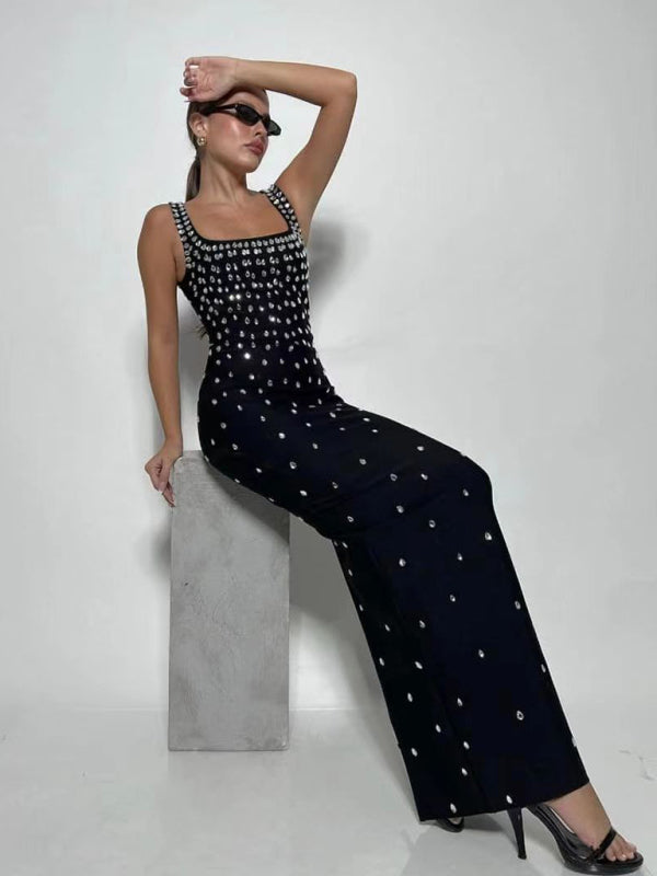 Nouvelle robe bandage fine à strass, robe de soirée tendance 