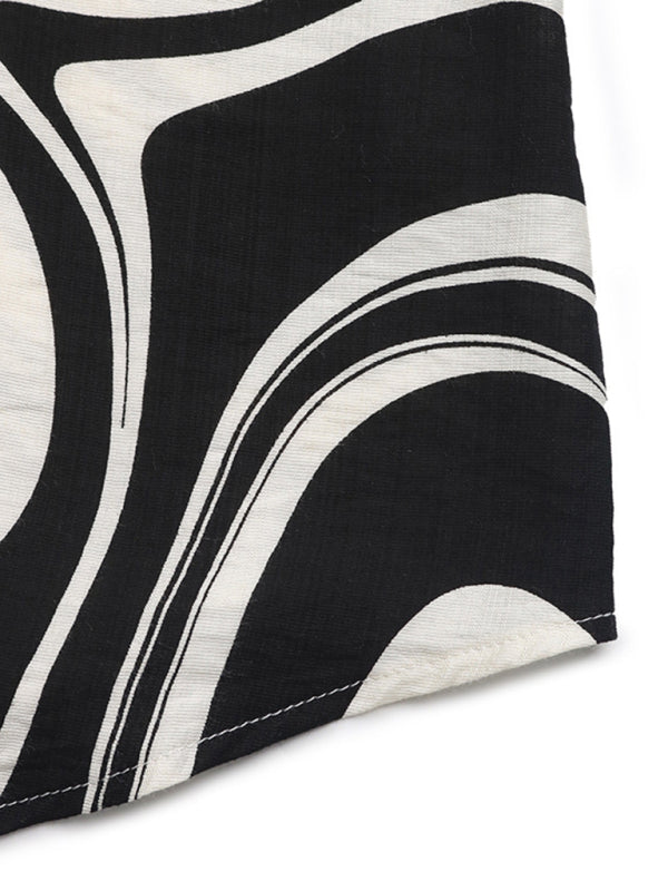 Ruffle Print Shirt Long Sleeve Dress