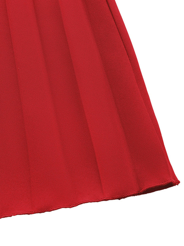 Party elegant sweet style one shoulder long sleeve solid color women's dress