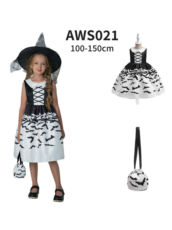 Girls' Halloween Witch Costume Party Dress - Multiple Patterns