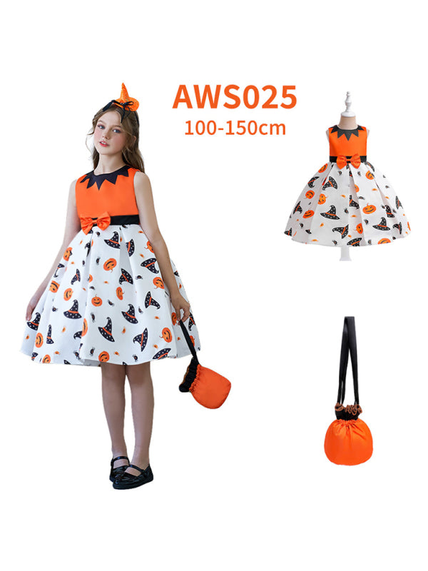 Girls' Halloween Witch Costume Party Dress - Multiple Patterns