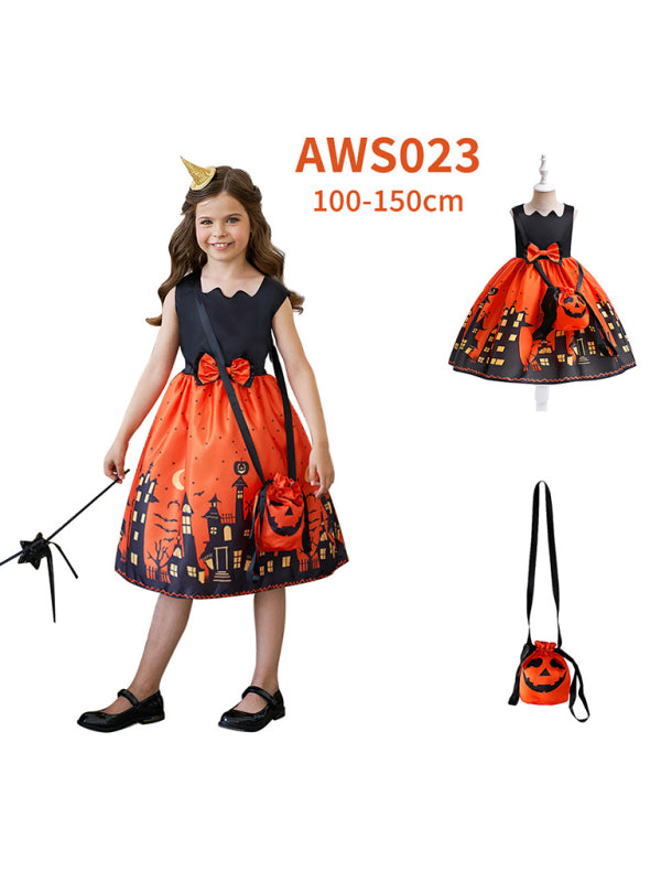 Girls' Halloween Witch Costume Party Dress - Multiple Patterns