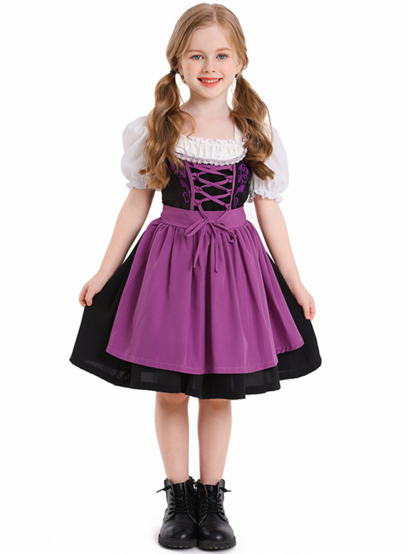 Girls Oktoberfest Costume Dress - Multi-Color Festival Outfit
