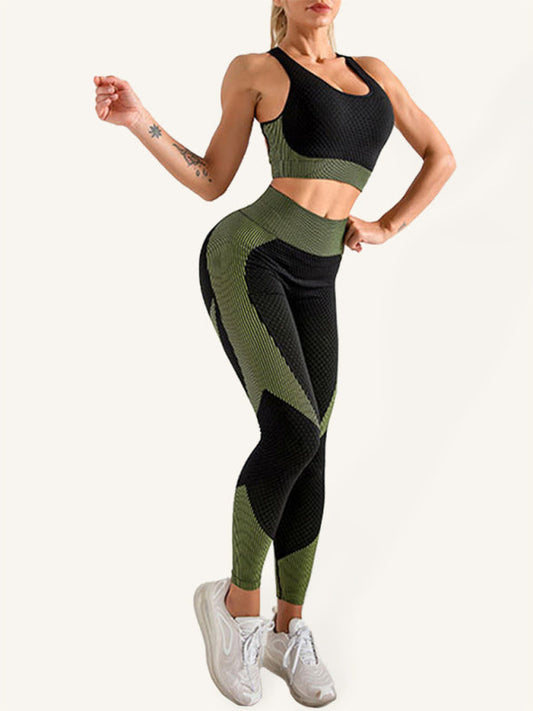 Women's Halter Neck Yoga Tank Top & High Waist Leggings Set