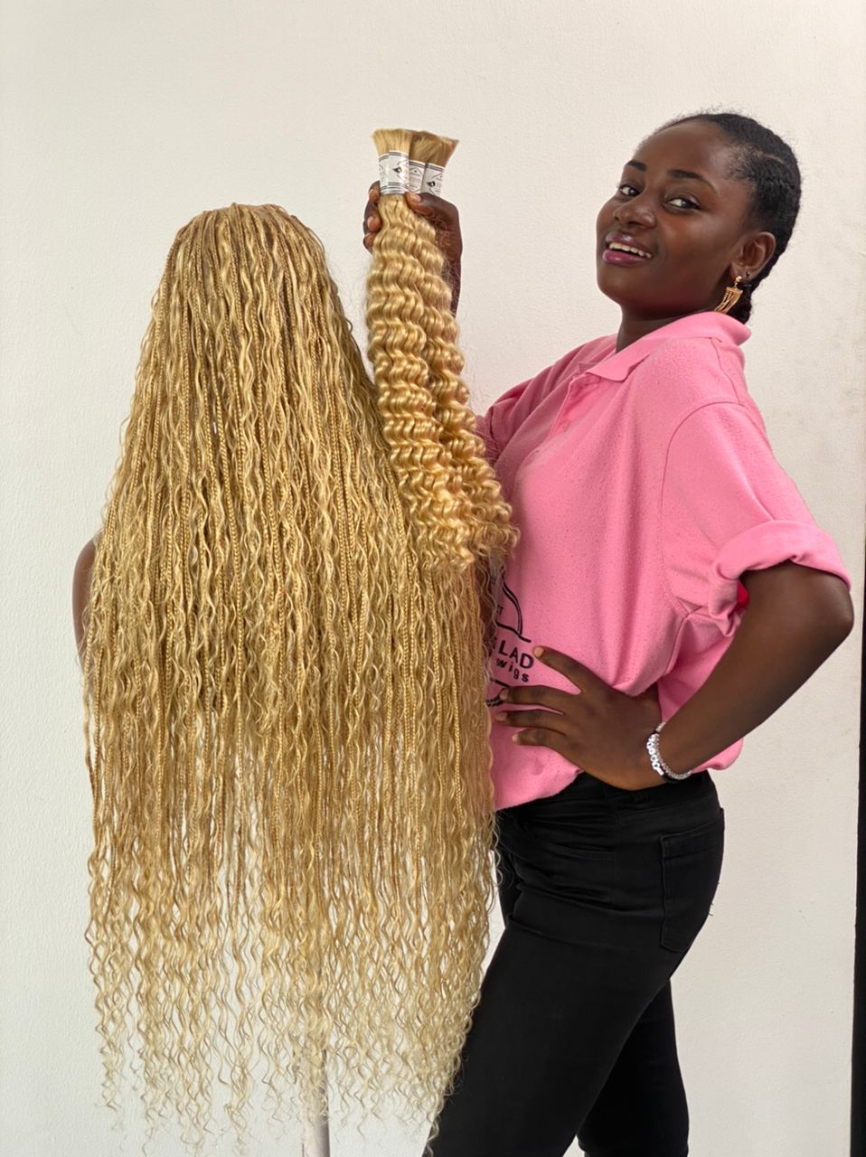 Bohemian Knotless -TARA BLONDE (100% Human hair curls)