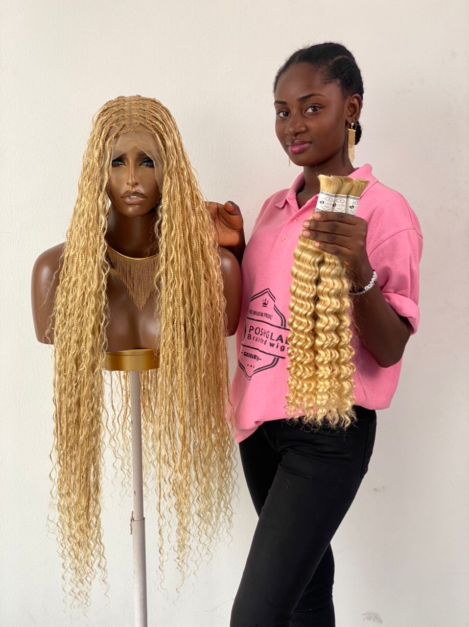 Bohemian Knotless -TARA BLONDE (100% Human hair curls)