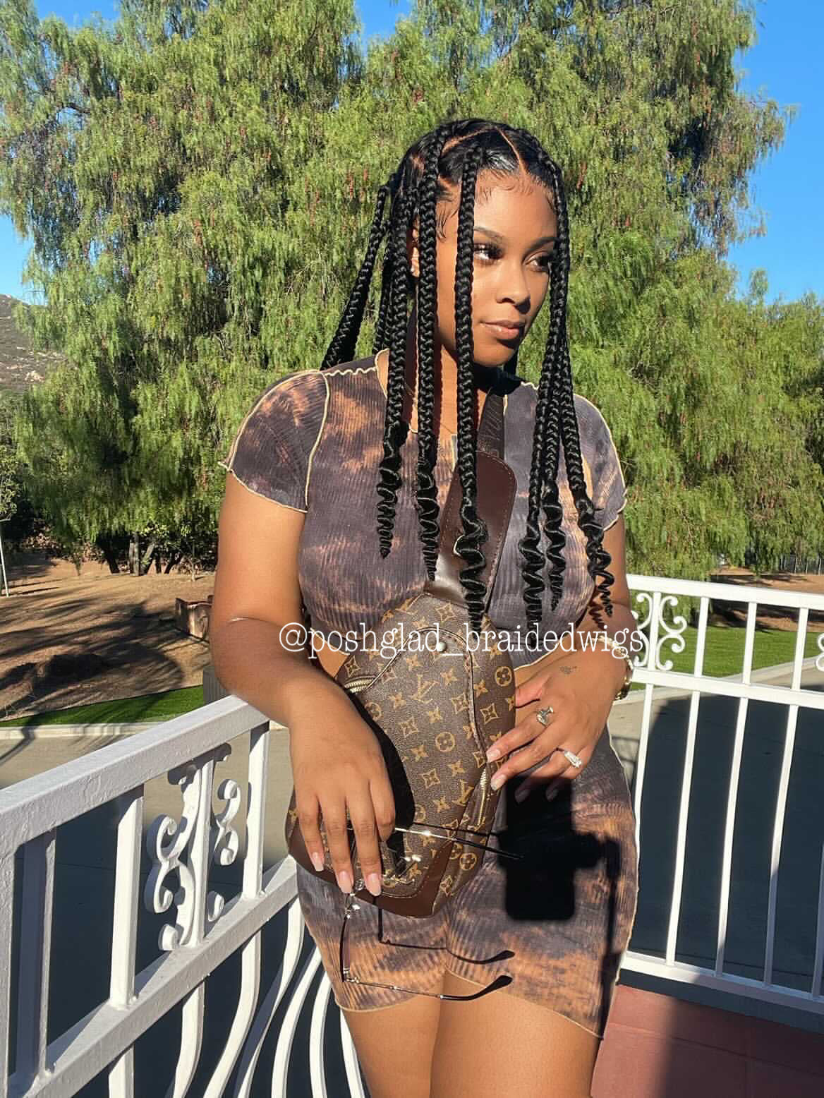 CoiLeray Jumbo Knotless Braid Wig (100% Full Lace Base) Black Color, Spiral End - Rae