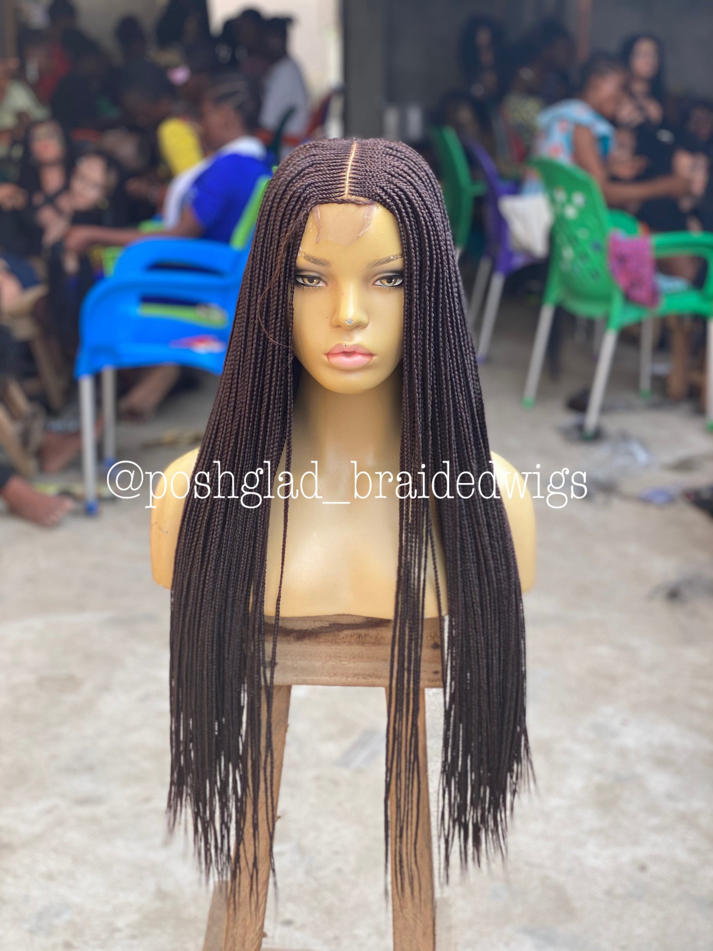 Cornrow Braid Wig "6 by 2 Closure Lace" Midback Length (Thelma)