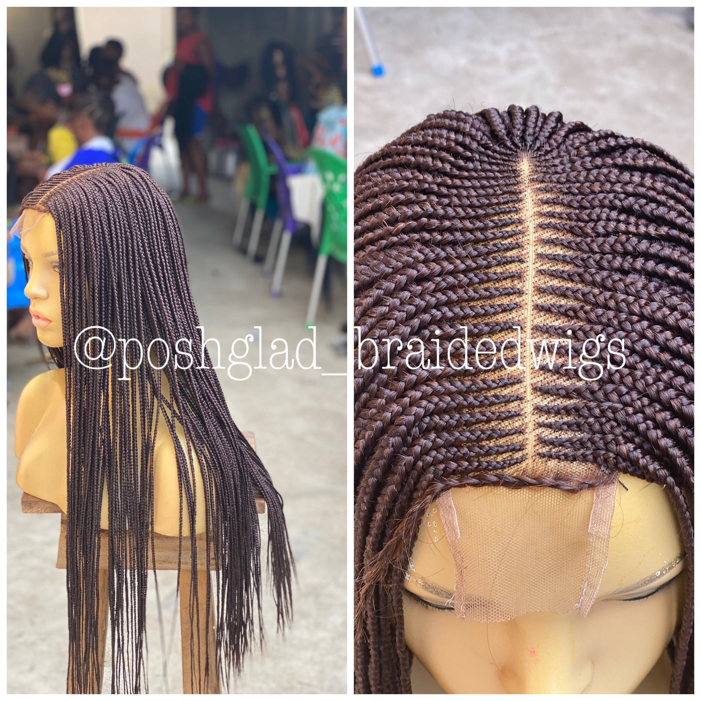 Cornrow Braid Wig "6 by 2 Closure Lace" Midback Length (Thelma)