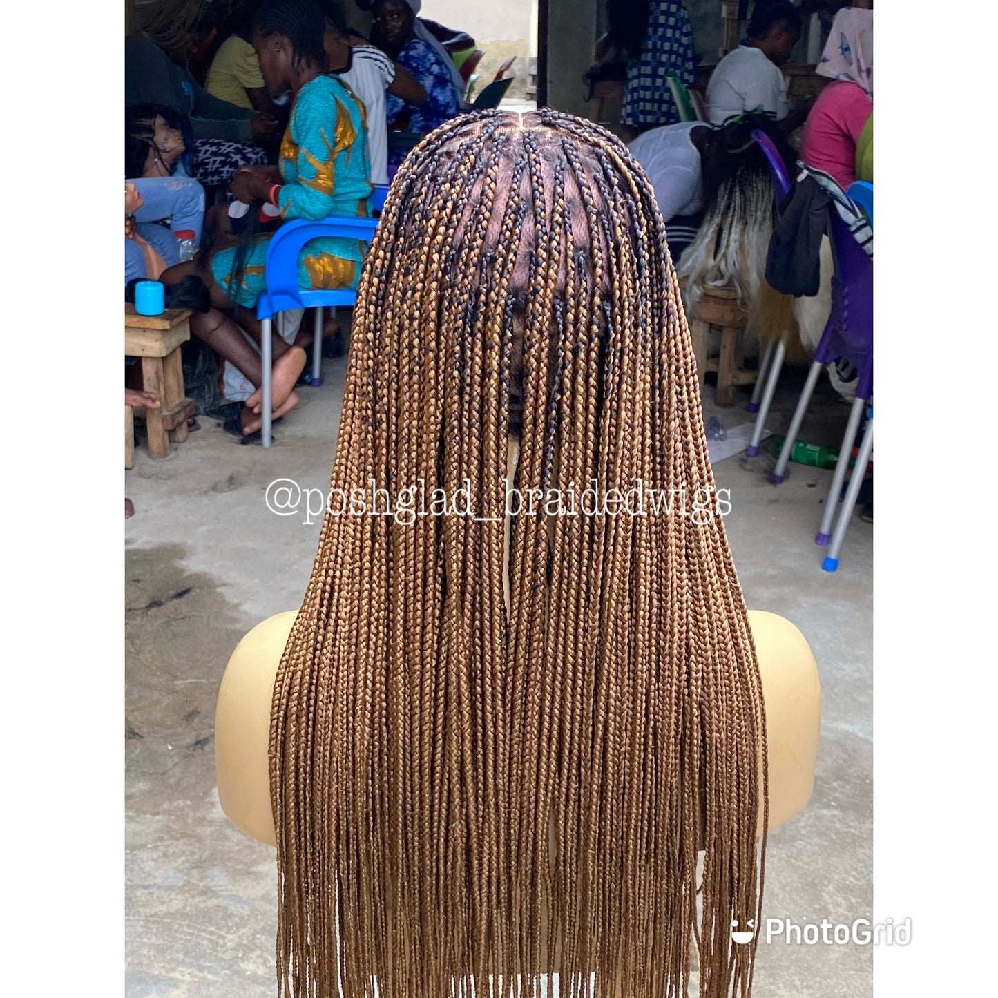 Shade Knotless Braid Wig, Full Lace, Color mix, Waist Length, Glueless