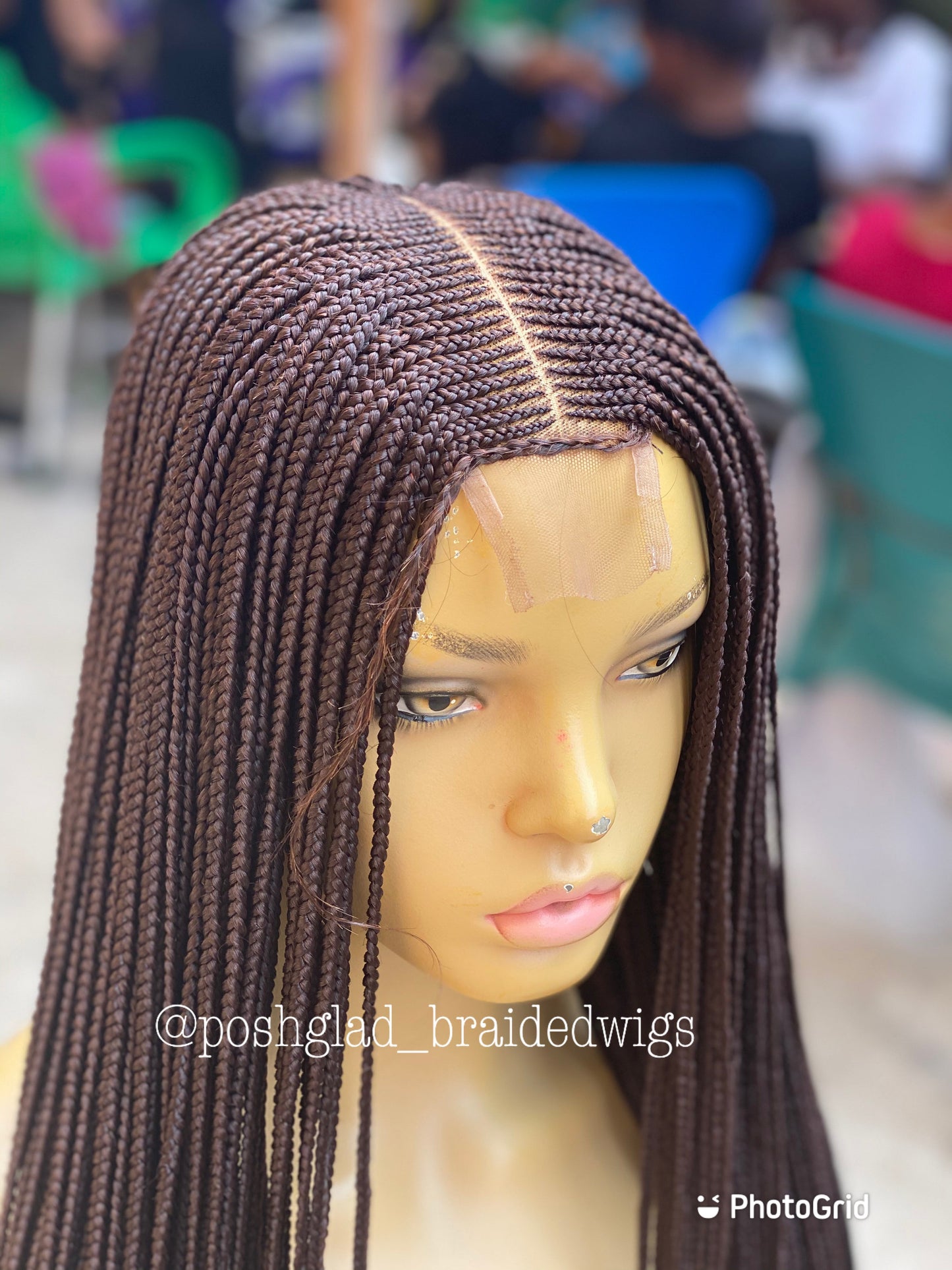 Cornrow Braid Wig "6 by 2 Closure Lace" Midback Length (Thelma)