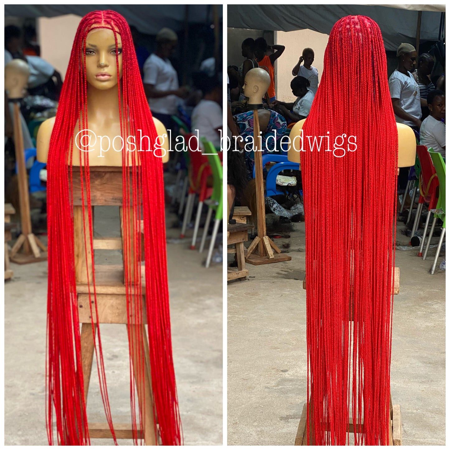 Knotless Braid Wig - Premium Red Calf Length - Kendal