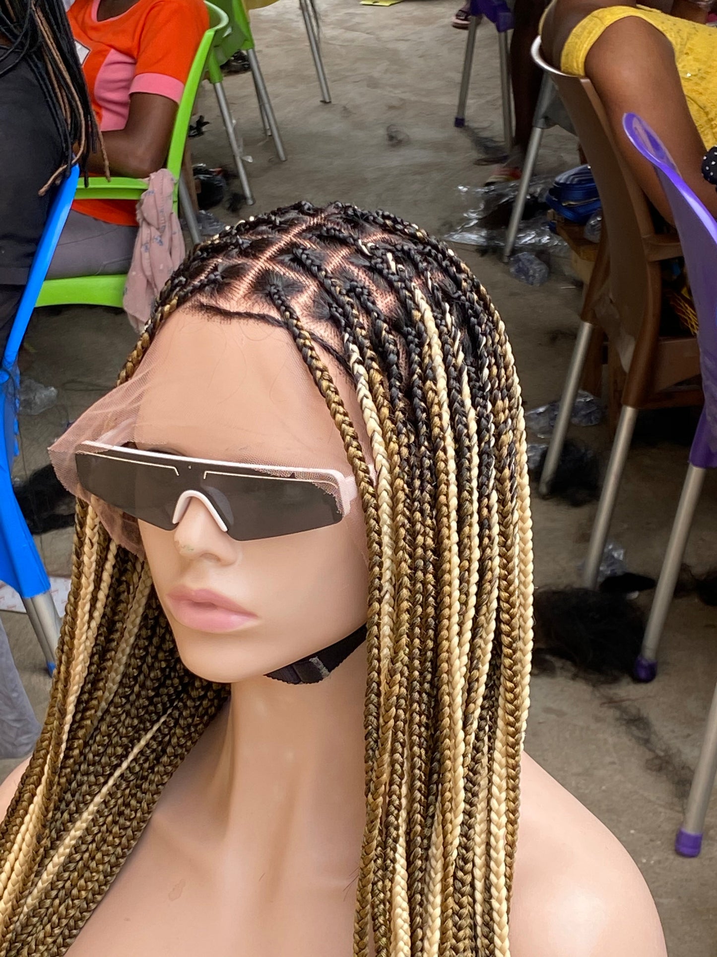Knotless Braid Wig (Full Lace Custom Color) Glueless, Scalp-Looking