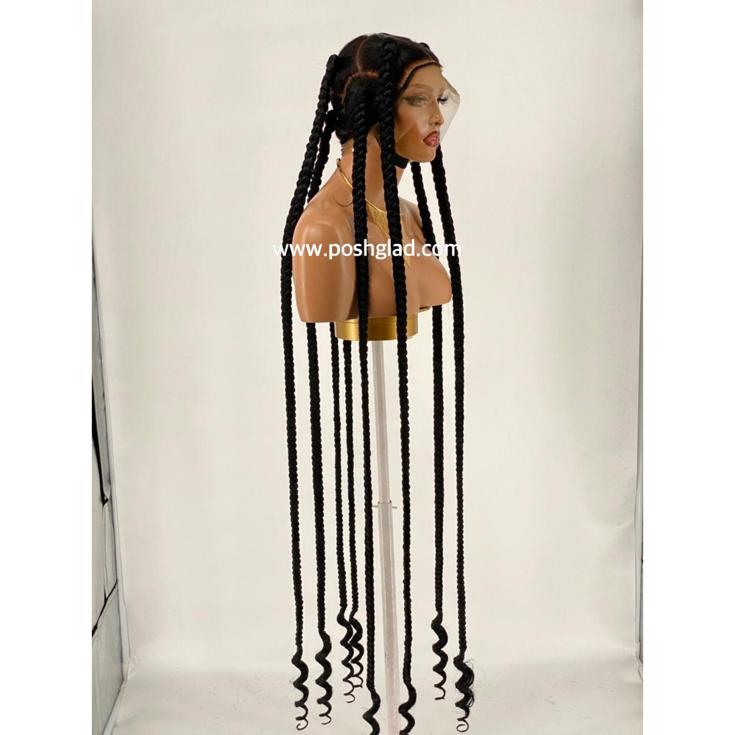 Large Jumbo Knotless Spiral Tip (100% Human Hair Full Lace Base) Color 1B - Jessie