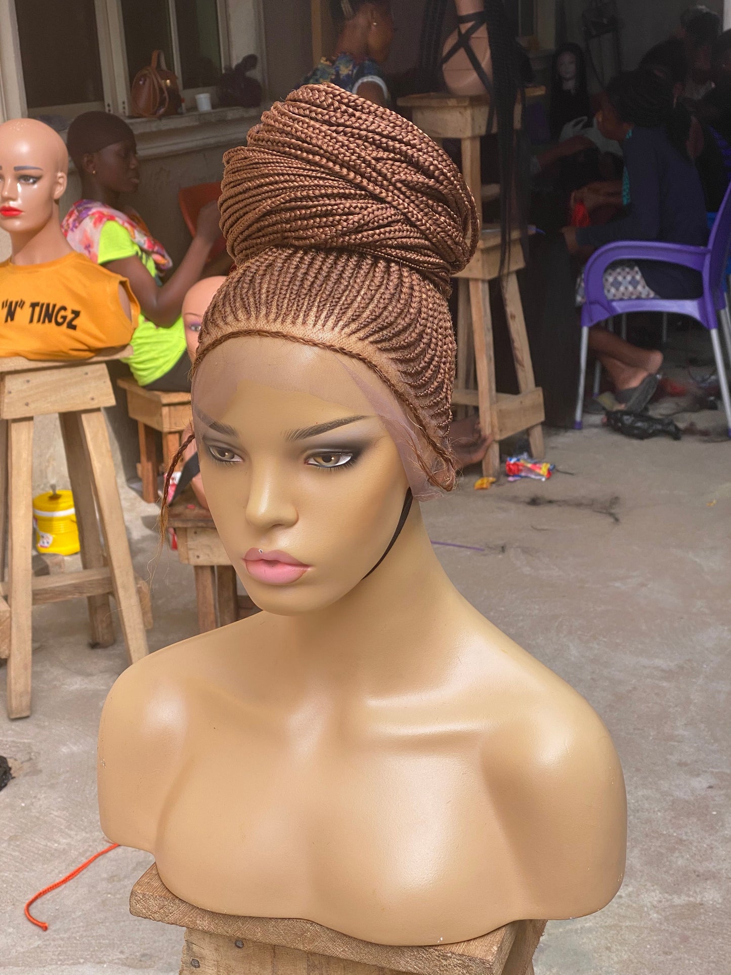 Cornrow Braid Wig - Auburn Full Lace - Iyawa