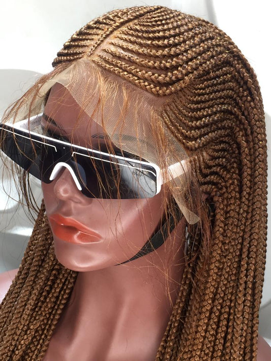 Cornrow Braid Wig - 13x4 Lace Frontal Auburn - Phyllis