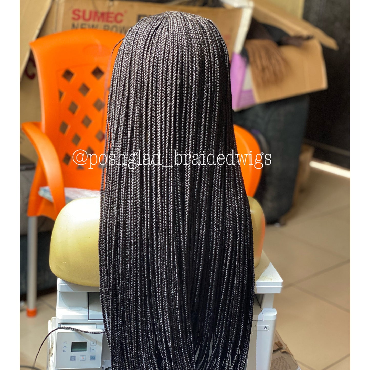 Cornrow Braid Wig "4 by 4 Closure" Mid back Length (Dorra)