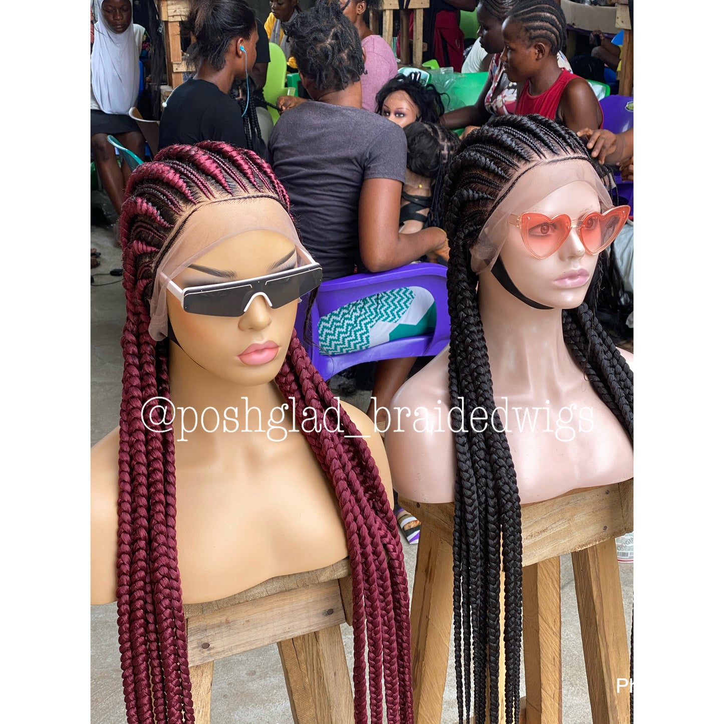 Cornrow Braid Wig - All Back Wine Color - Fatou