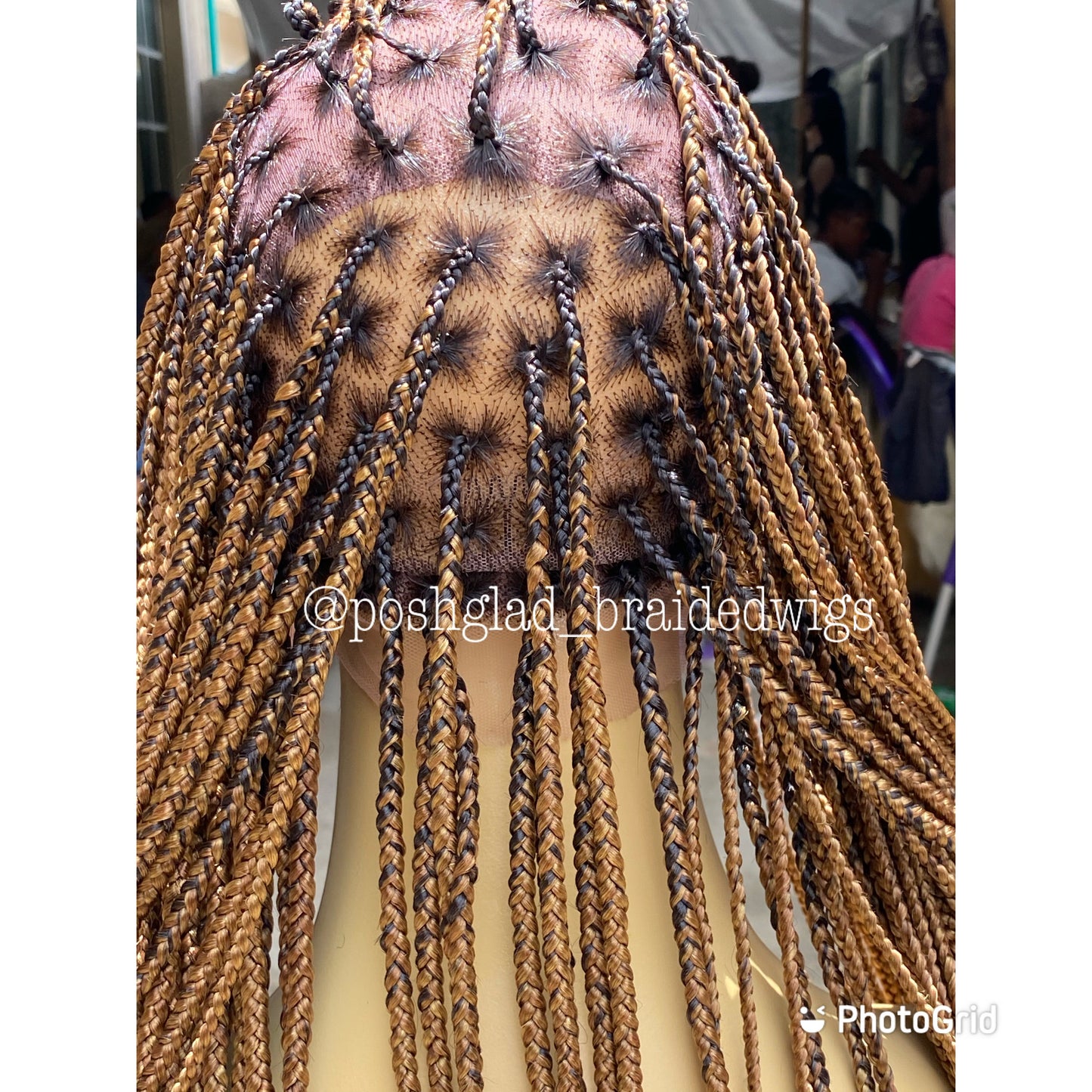 Shade Knotless Braid Wig, Full Lace, Color mix, Waist Length, Glueless