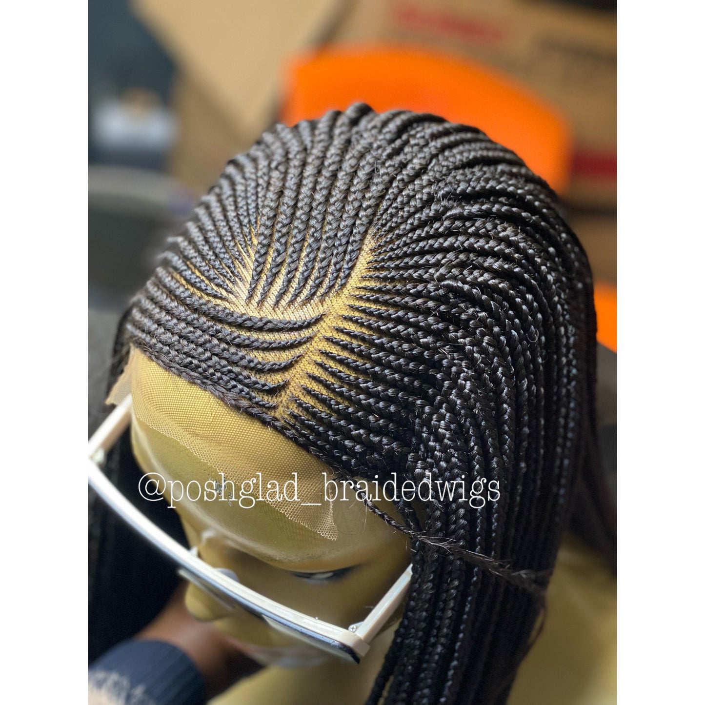 Cornrow Braid Wig "4 by 4 Closure" Mid back Length (Dorra)