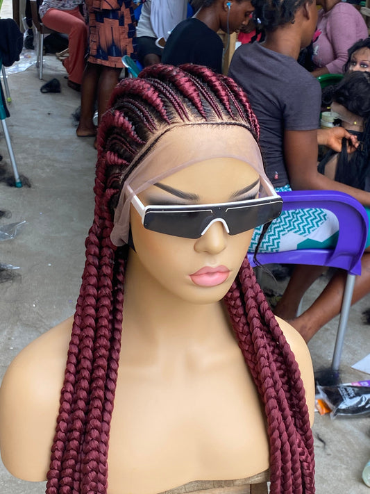 Cornrow Braid Wig - All Back Wine Color - Fatou