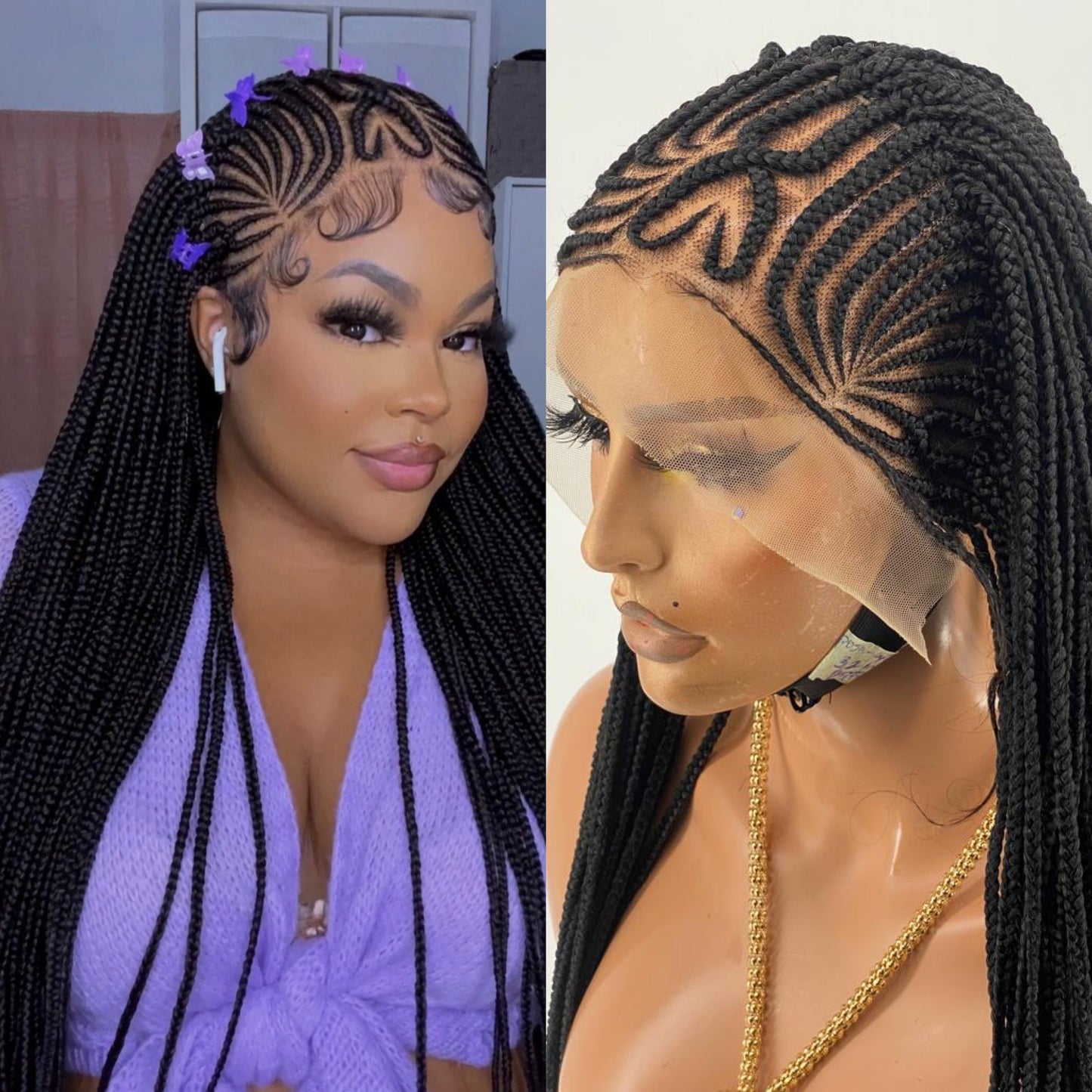 Cornrow Braid Wig "13 by 4 Lace Frontal" Wig Val
