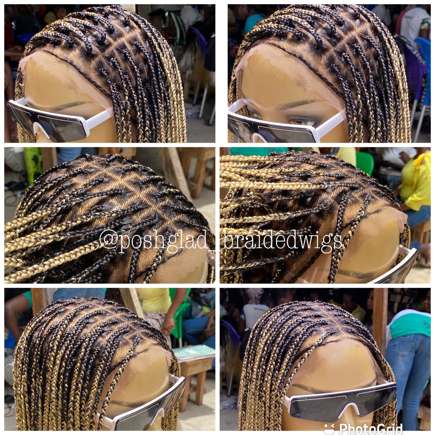 Scalp-looking Knotless Braid Wig, Full Lace, color 22