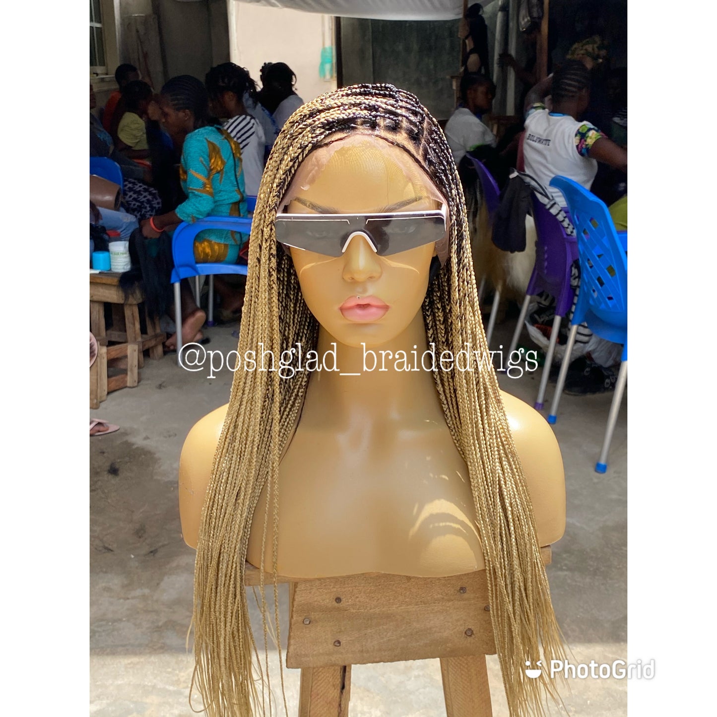 Scalp-looking Knotless Braid Wig, Full Lace, color 22