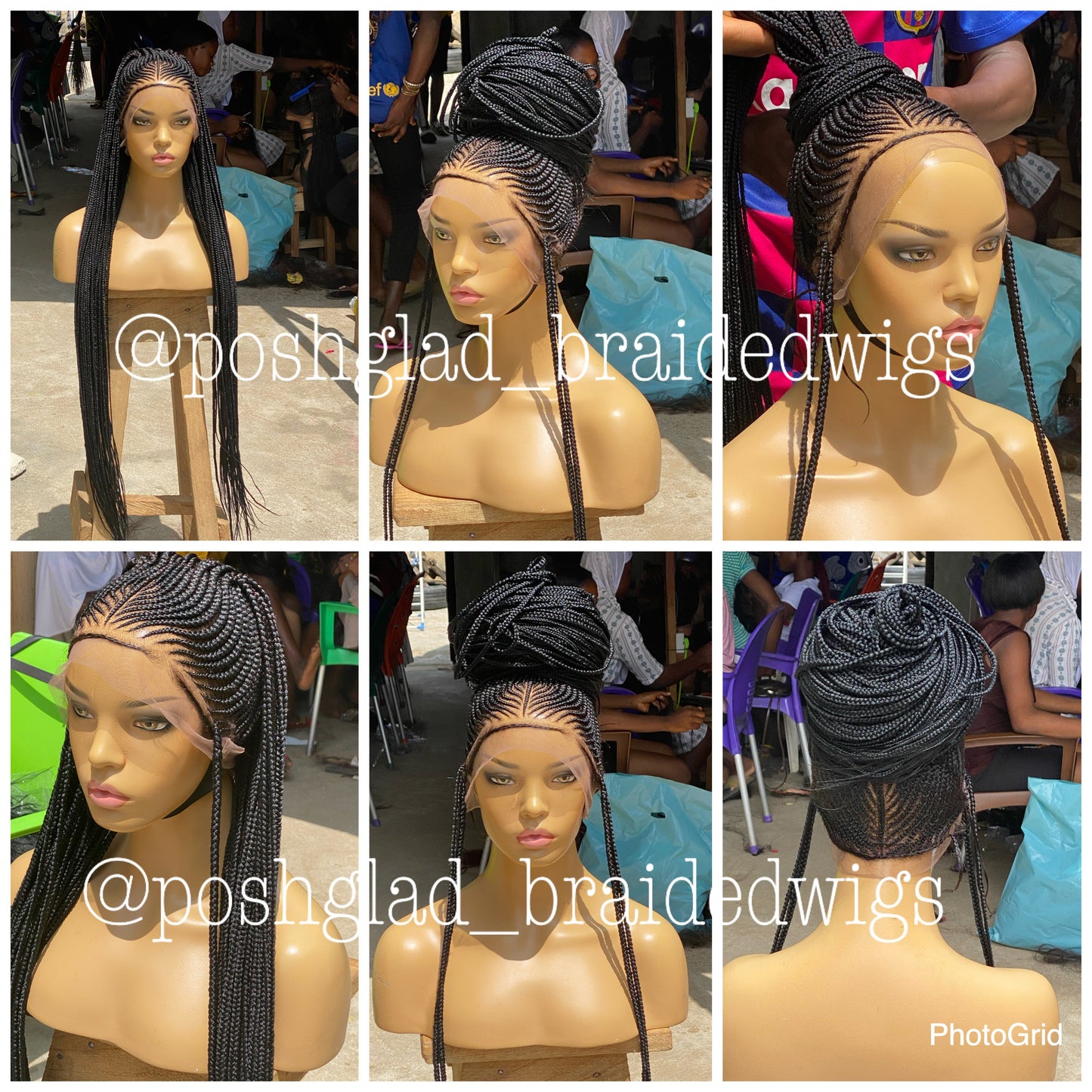 Cornrow Braid Wig "Premium Swiss Full Lace" Waist Length (Myra)