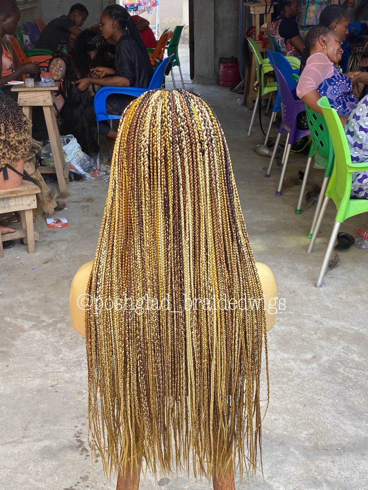 Knotless Braid Wig, 13x4 Lace Frontal, Glueless, Ombre Color (Jalissa)