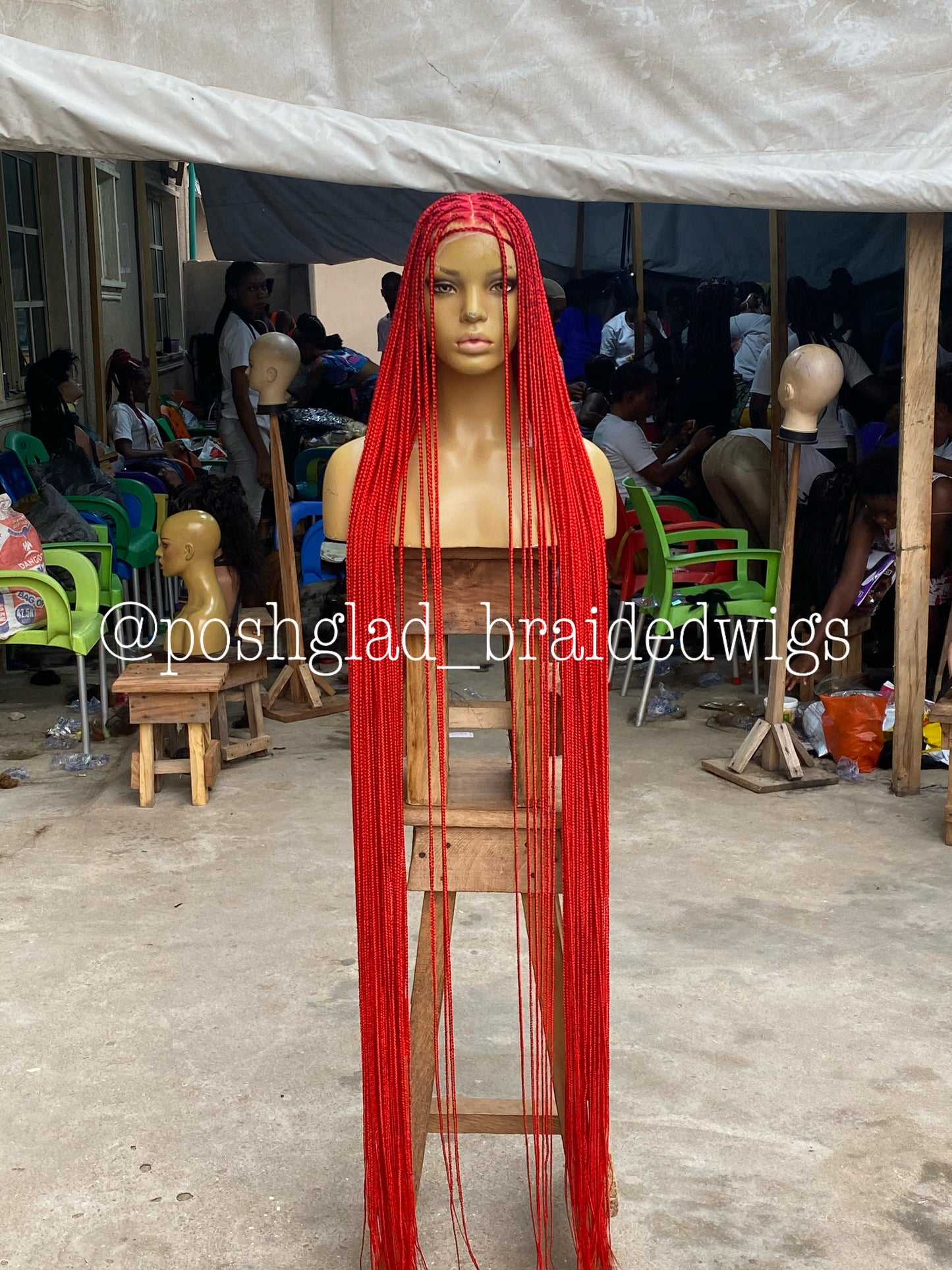 Knotless Braid Wig - Premium Red Calf Length - Kendal