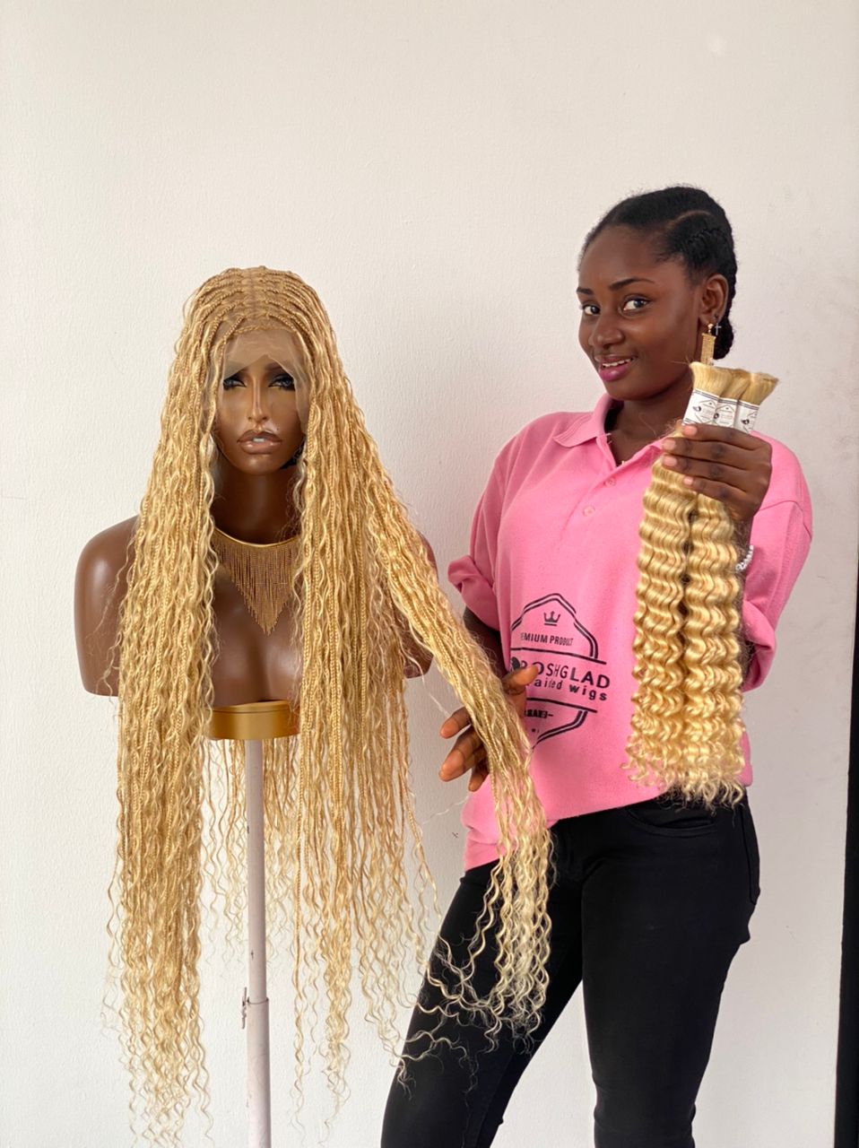 Bohemian Knotless -TARA BLONDE (100% Human hair curls)