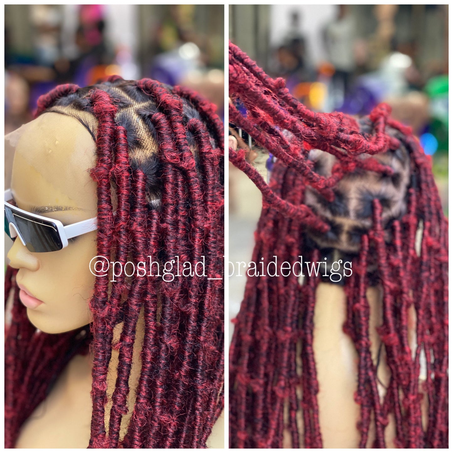 Destress Faux Locs - Wine Color Fire Red Ombré - Rosemary