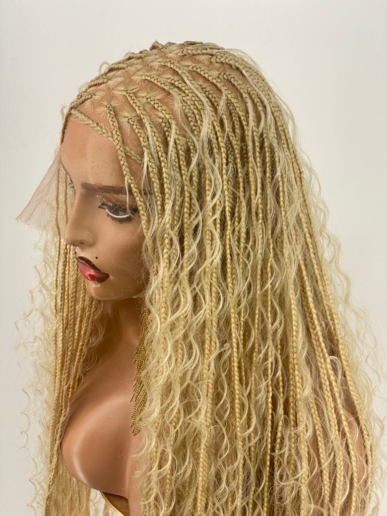 Bohemian Knotless Braid Wig "HD Full Lace" Blondy