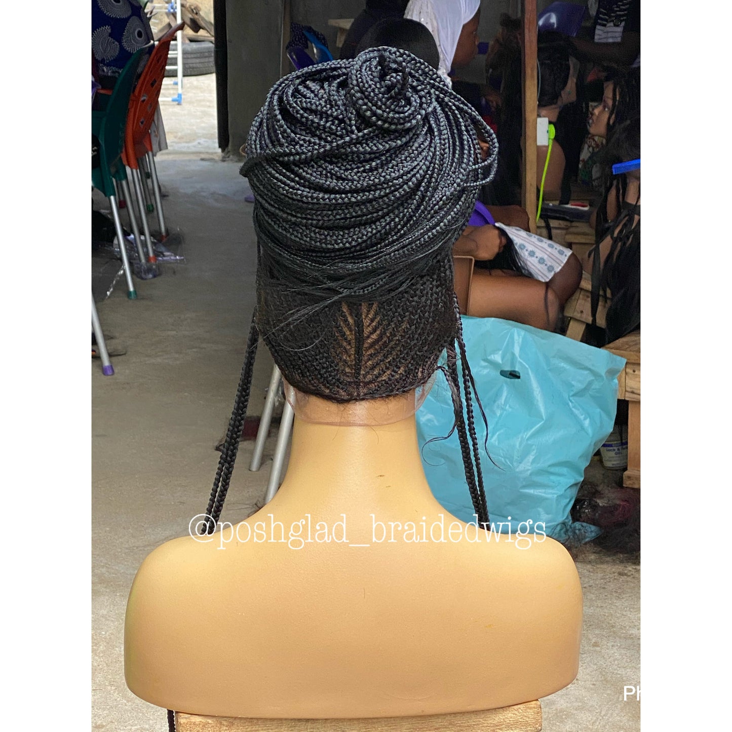 Cornrow Braid Wig "Premium Swiss Full Lace" Waist Length (Myra)