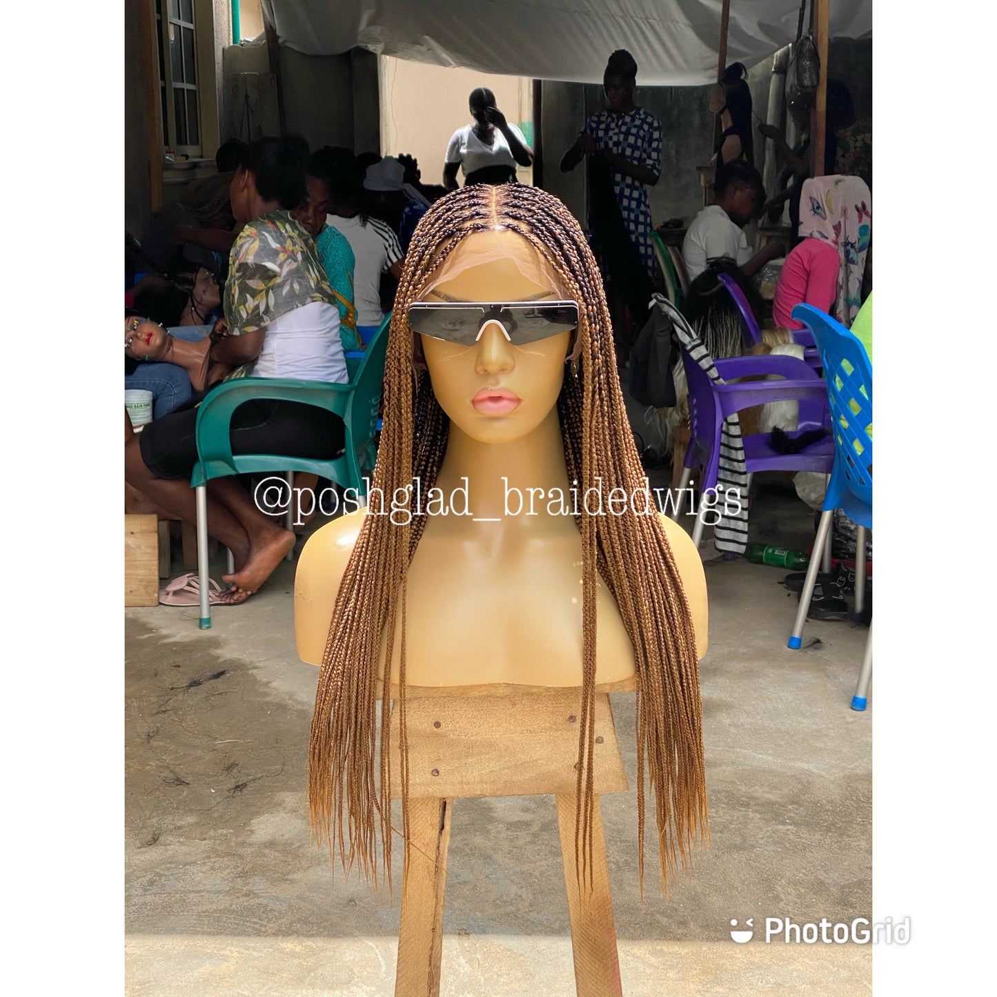 Shade Knotless Braid Wig, Full Lace, Color mix, Waist Length, Glueless