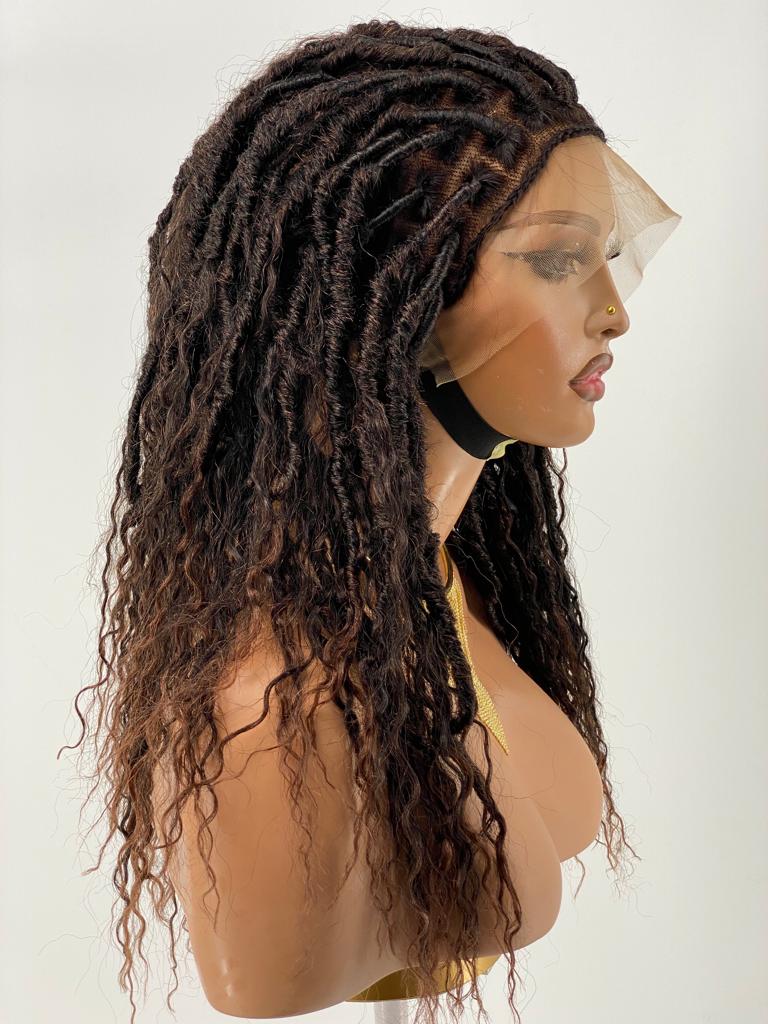 Distressed Locs Wig, Swiss Full Lace, Color 1B/30, Armpit Length - READY TO SHIP