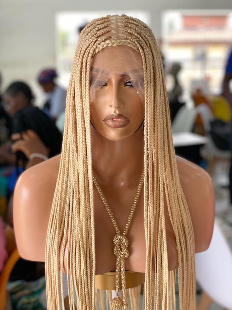 Shade Knotless In Premium Blond, Human Hair Swiss Full Lace, Tailbone, Glueless