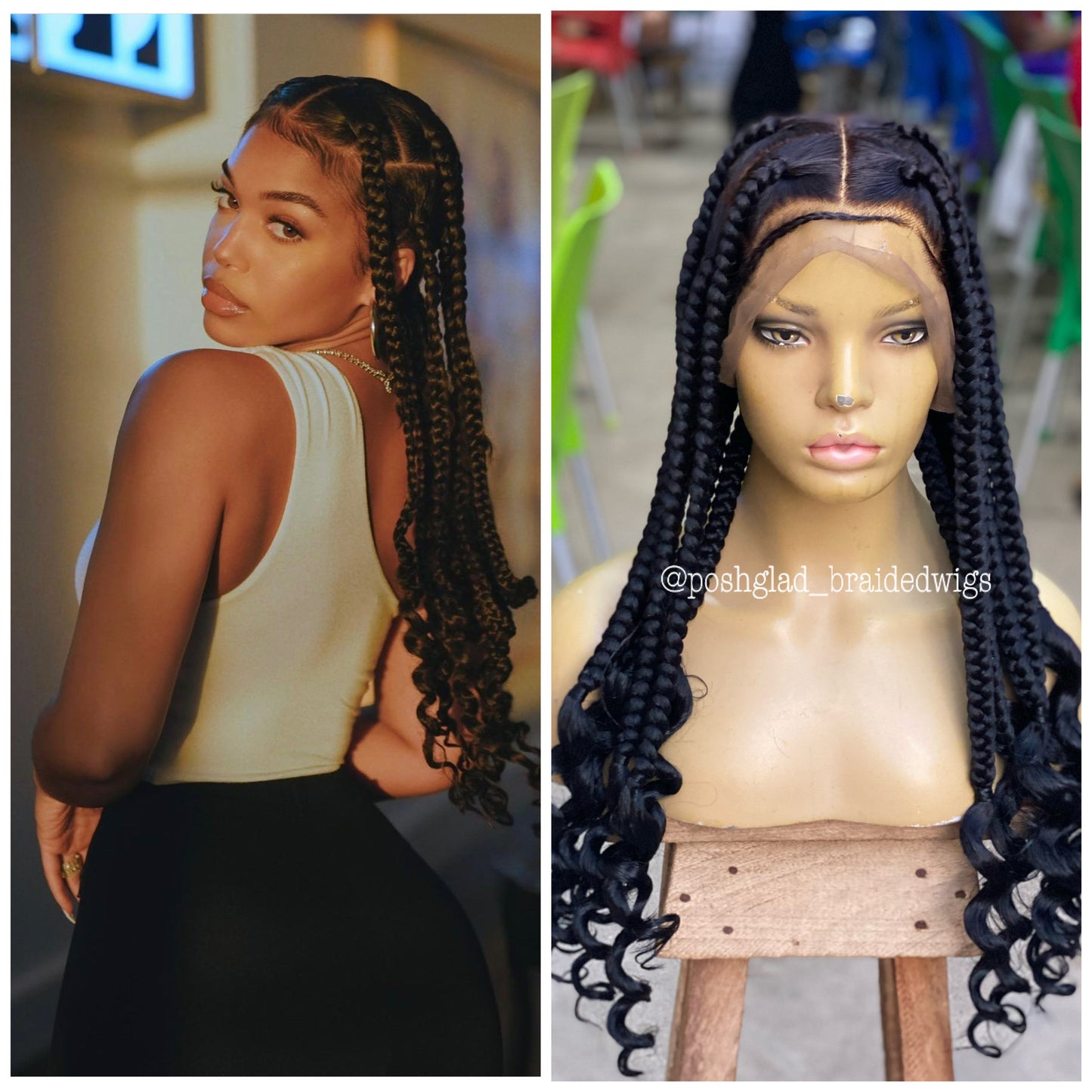 Coileray HairStyle Jumbo Knotless Braid, Full Lace, Color 1B, 30 Inches, Glueless