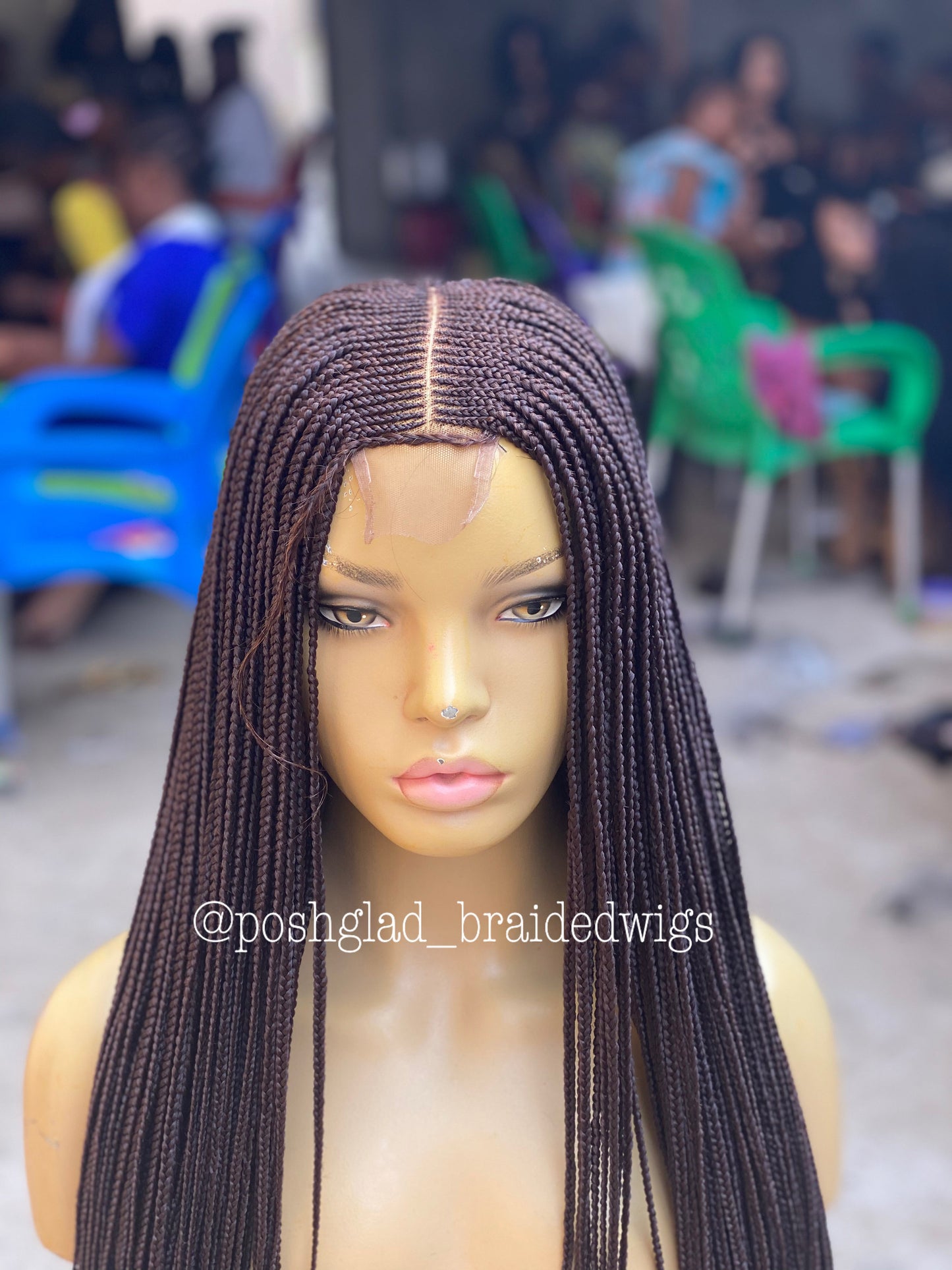 Cornrow Braid Wig "6 by 2 Closure Lace" Midback Length (Thelma)