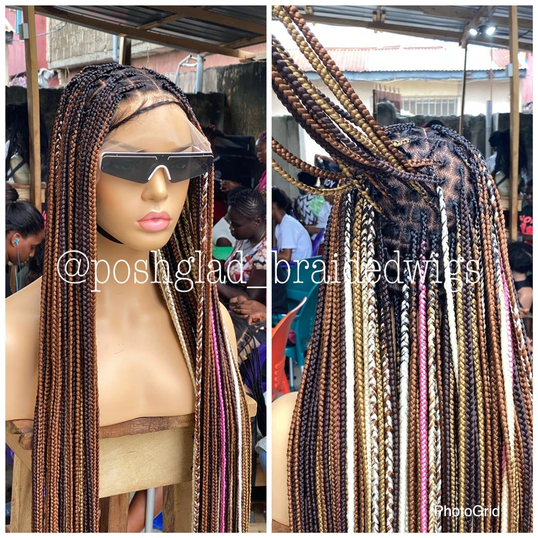 Shade Knotless Braid Wig - Multi Colors Swiss Full Lace