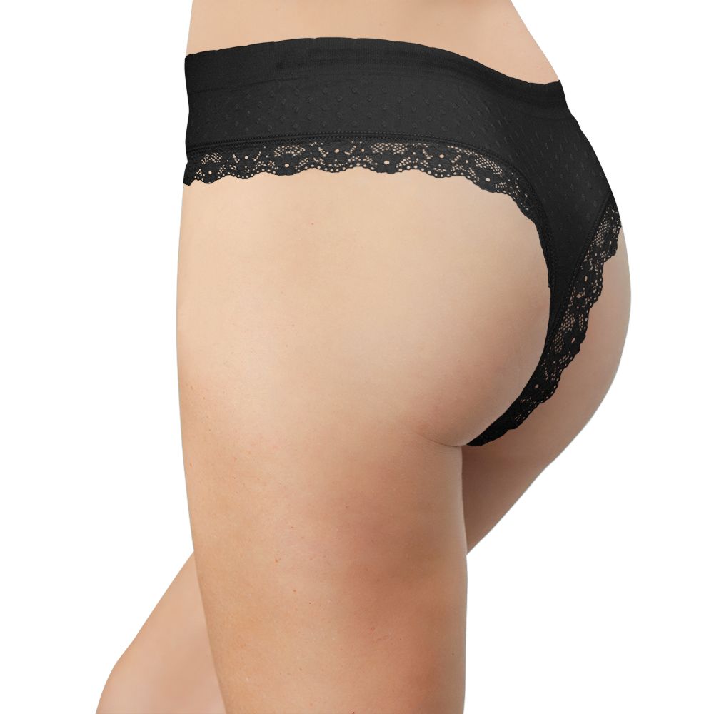 Scalloped Dot and Lace Seamless Tag Free Thong