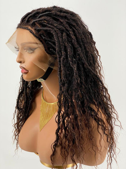 Distressed Locs Wig, Swiss Full Lace, Color 1B/30, Armpit Length - READY TO SHIP