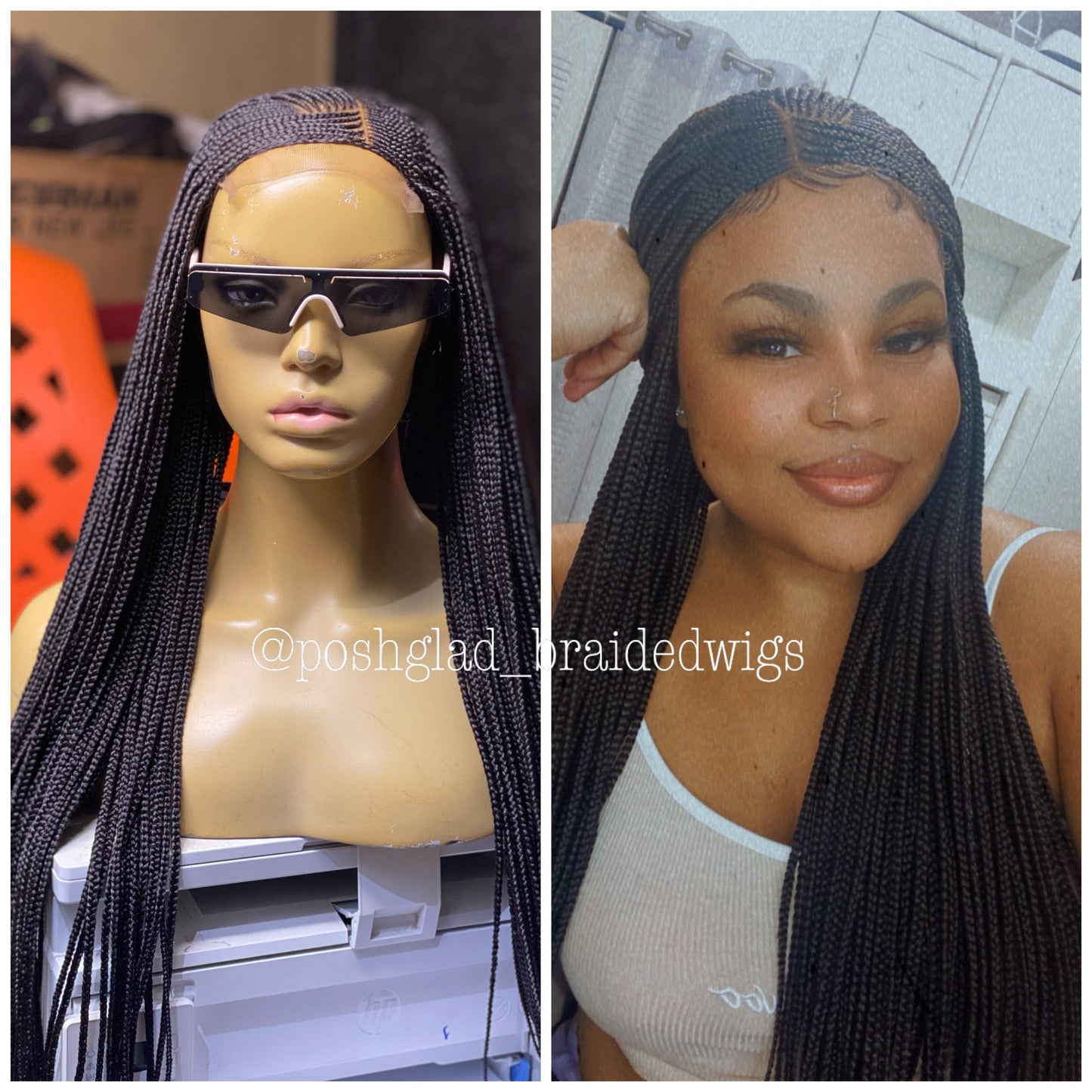 Cornrow Braid Wig "4 by 4 Closure" Mid back Length (Dorra)