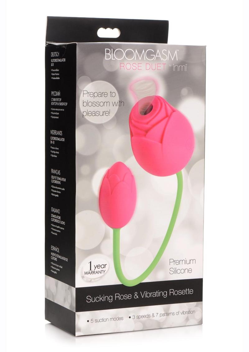 Bloomgasm Rose Duet Silicone Rechargeable Vibrating  Stimulator